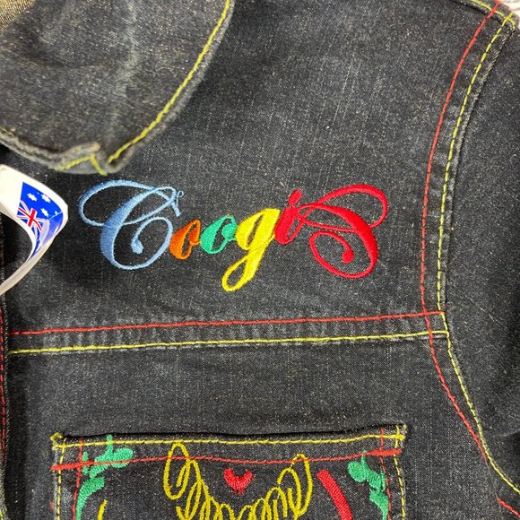 Coogi Vintage Embroidered Logo Colorful Denim Jean Trucker Jacket NWT Sz… - Picture 5 of 16